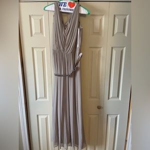 Dessy Collection Floor Length Taupe Dress